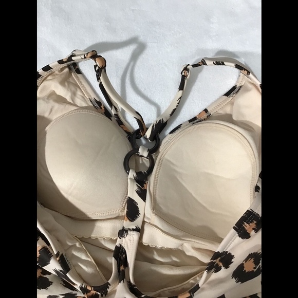 NEW $35 Kona Sol Animal Print‎ Tortoise Ring One Piece Swimsuit [ Medium ] - Picture 10 of 12
